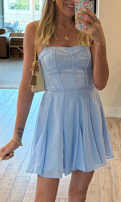 EMMA CORSET BABYDOLL DRESS | BLUE - Shop Luna London