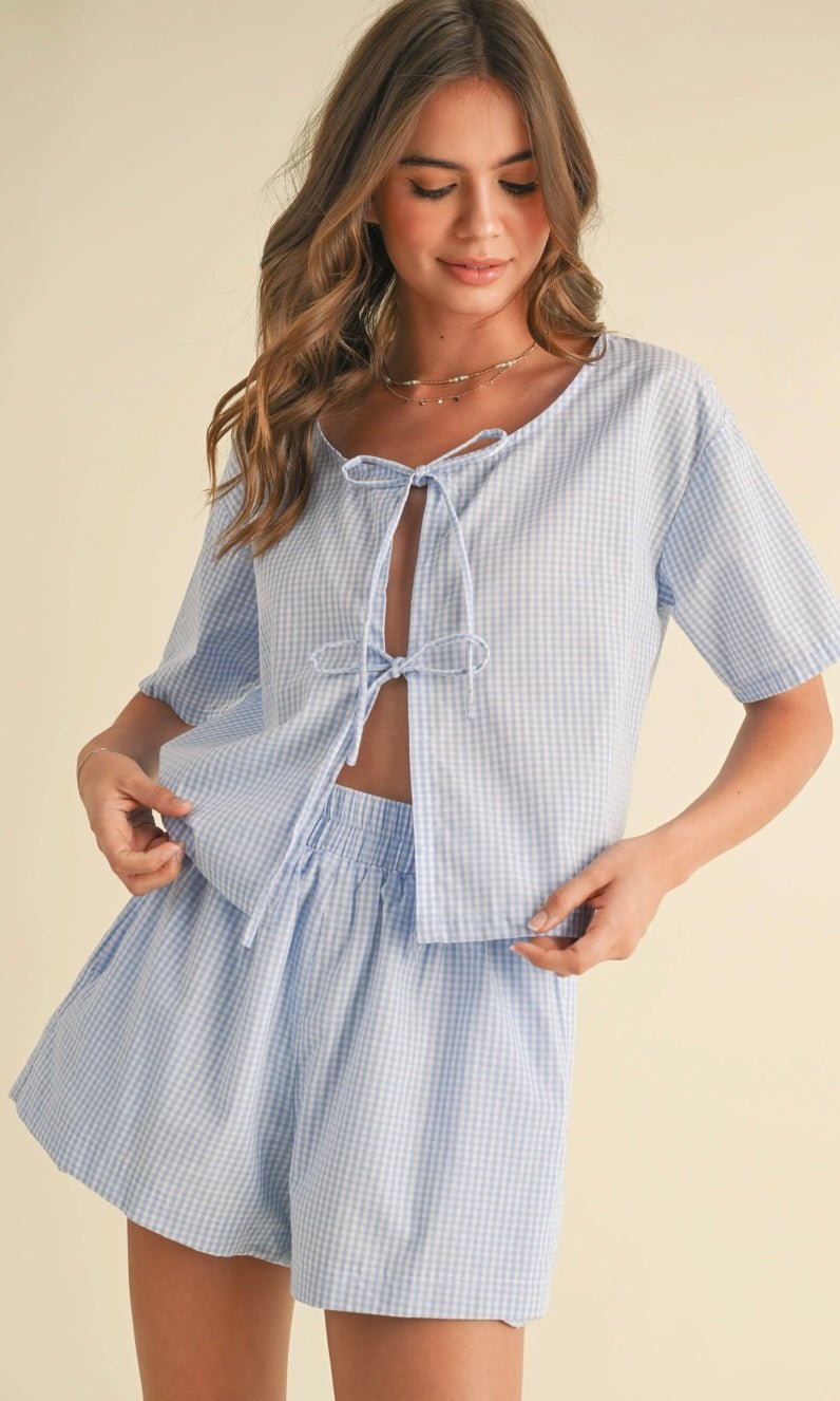 NELLIE FRONT TIE SHORTS SET | GINGHAM - Shop Luna London