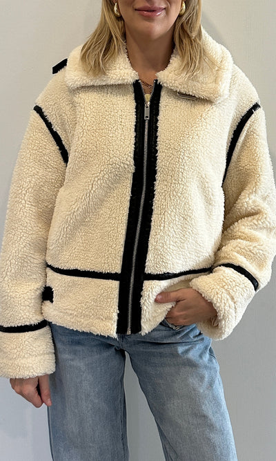 CELINE SHEARLING JACKET | IVORY