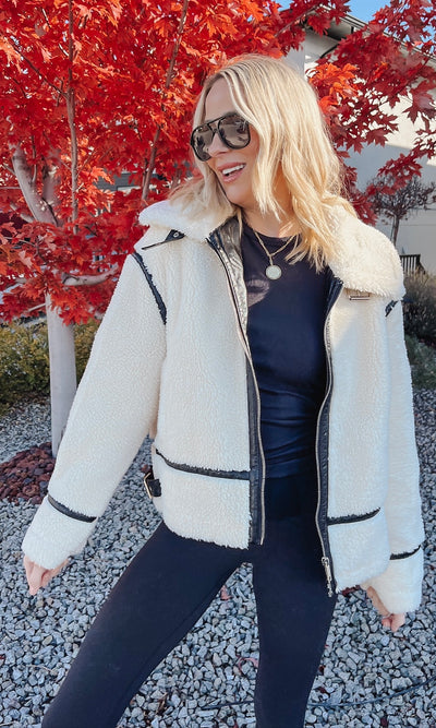 CELINE SHEARLING JACKET | IVORY