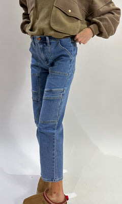 CONNOR HIGH RISE CARGO STRETCH UTILITY JEANS