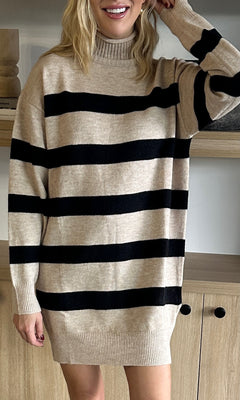 ALINA STRIPED SWEATER DRESS