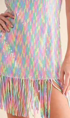 PRISM DREAM FRINGE DRESS