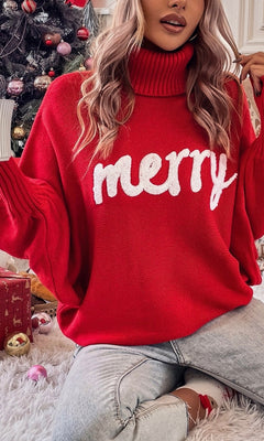 "MERRY" TURTLENECK