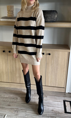 ALINA STRIPED SWEATER DRESS