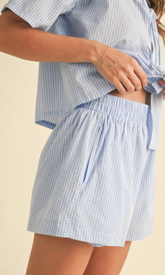 NELLIE FRONT TIE SHORTS SET | GINGHAM