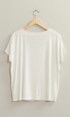 CHLOE V NECK DOLMAN SHORT SLEEVE TOP | WHITE - Shop Luna London