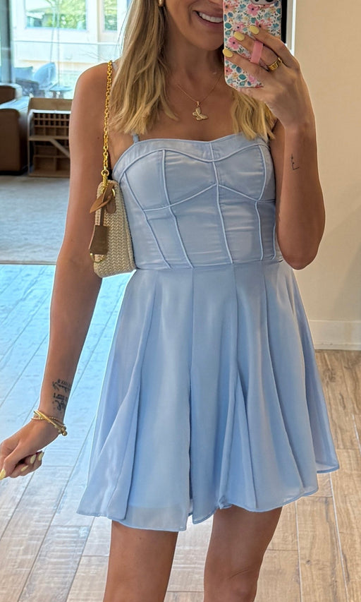 EMMA CORSET BABYDOLL DRESS | BLUE - Shop Luna London