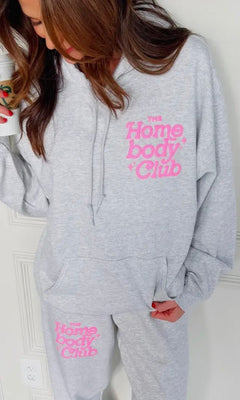 HOMEBODY CLUB PUFF HOODIE | GREY - Shop Luna London