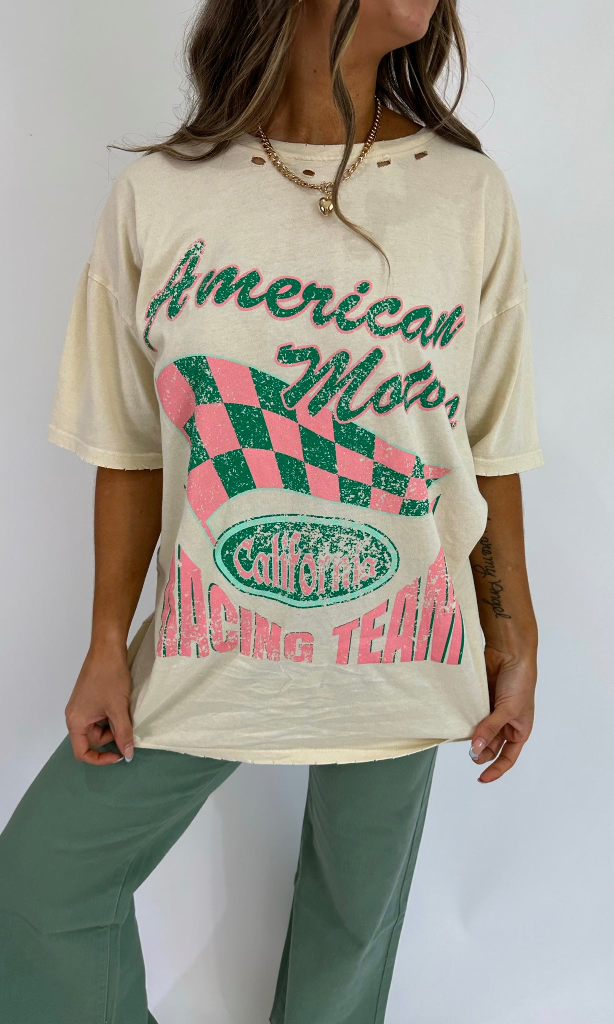 AMERICAN DISTRESSED OVERSIZED GRAPHIC TEE