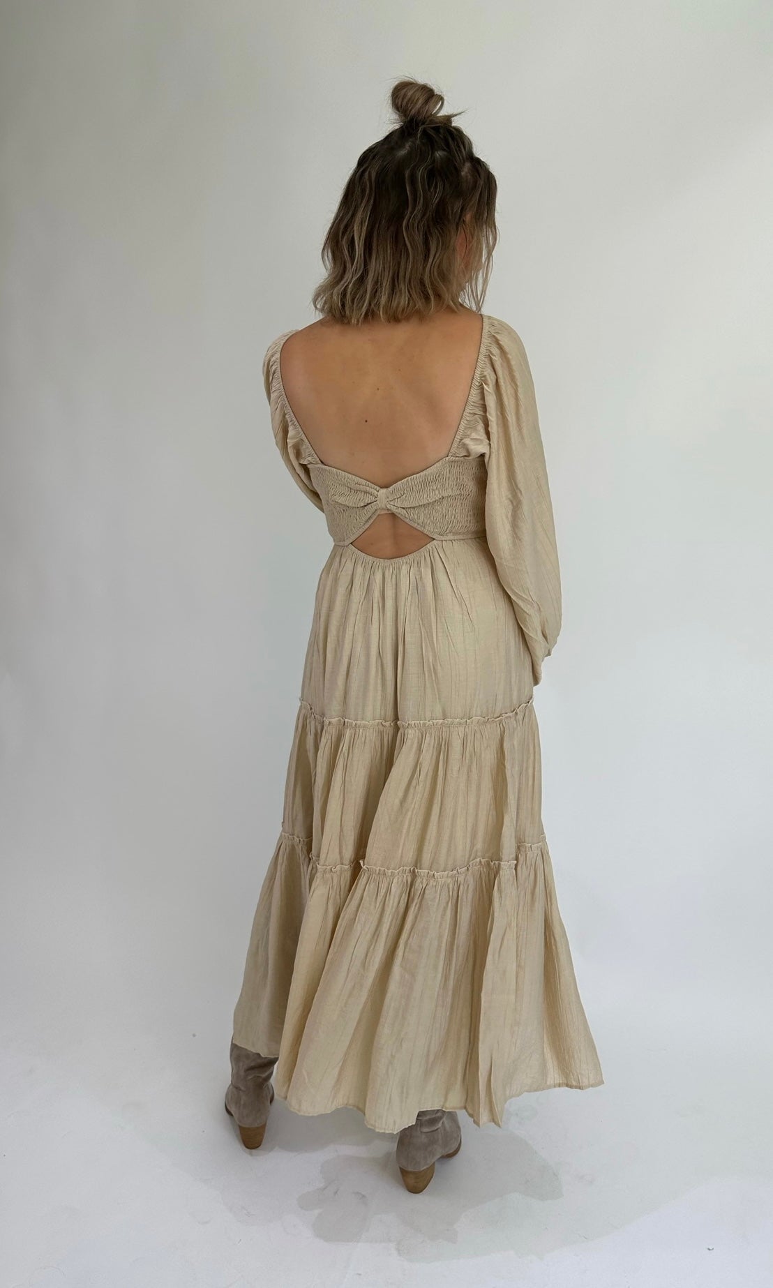 FALLING FOR YOU MAXI DRESS- CHAMPAGNE