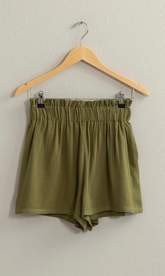 MAYA LINEN SHORTS | OLIVE - Shop Luna London