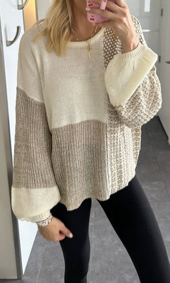 NELLA BACK TIE COLORBLOCK KNIT SWEATER - Shop Luna London