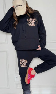 PREORDER - HOMEBODY CLUB PUFF HOODIE | BLACK - Shop Luna London