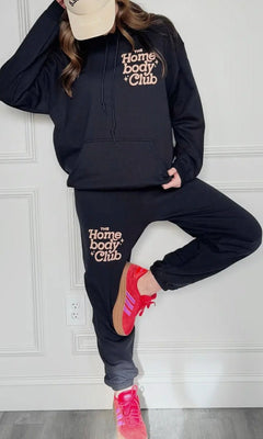 PREORDER - HOMEBODY CLUB PUFF HOODIE | BLACK - Shop Luna London