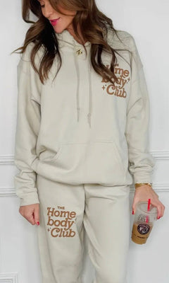 PREORDER - HOMEBODY CLUB PUFF HOODIE | TAN - Shop Luna London