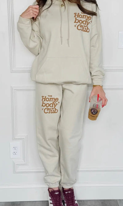 PREORDER - HOMEBODY CLUB PUFF SWEATPANTS | TAN - Shop Luna London