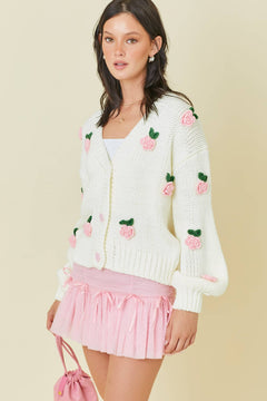 ROSIE SWEATER WITH FLOWER APPLIQUE - Shop Luna London