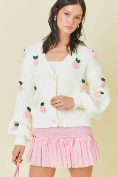 ROSIE SWEATER WITH FLOWER APPLIQUE - Shop Luna London