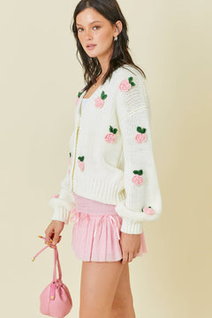 ROSIE SWEATER WITH FLOWER APPLIQUE - Shop Luna London