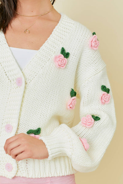 ROSIE SWEATER WITH FLOWER APPLIQUE - Shop Luna London