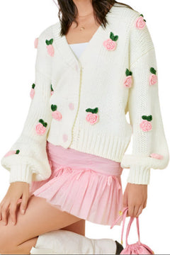 ROSIE SWEATER WITH FLOWER APPLIQUE - Shop Luna London