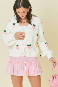 ROSIE SWEATER WITH FLOWER APPLIQUE - Shop Luna London