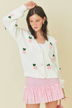 ROSIE SWEATER WITH FLOWER APPLIQUE - Shop Luna London