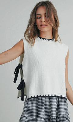 THE PERFECT TIE SWEATER | WHITE - Shop Luna London