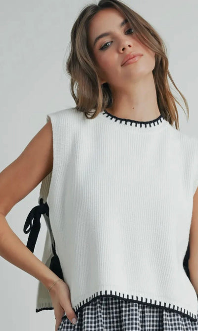 THE PERFECT TIE SWEATER | WHITE - Shop Luna London